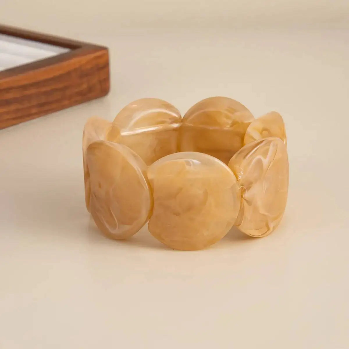 Lot de 6 bracelets élastiques pour femme style boho-punk : bracelets géométriques en résine acrylique et perles CCB vintage