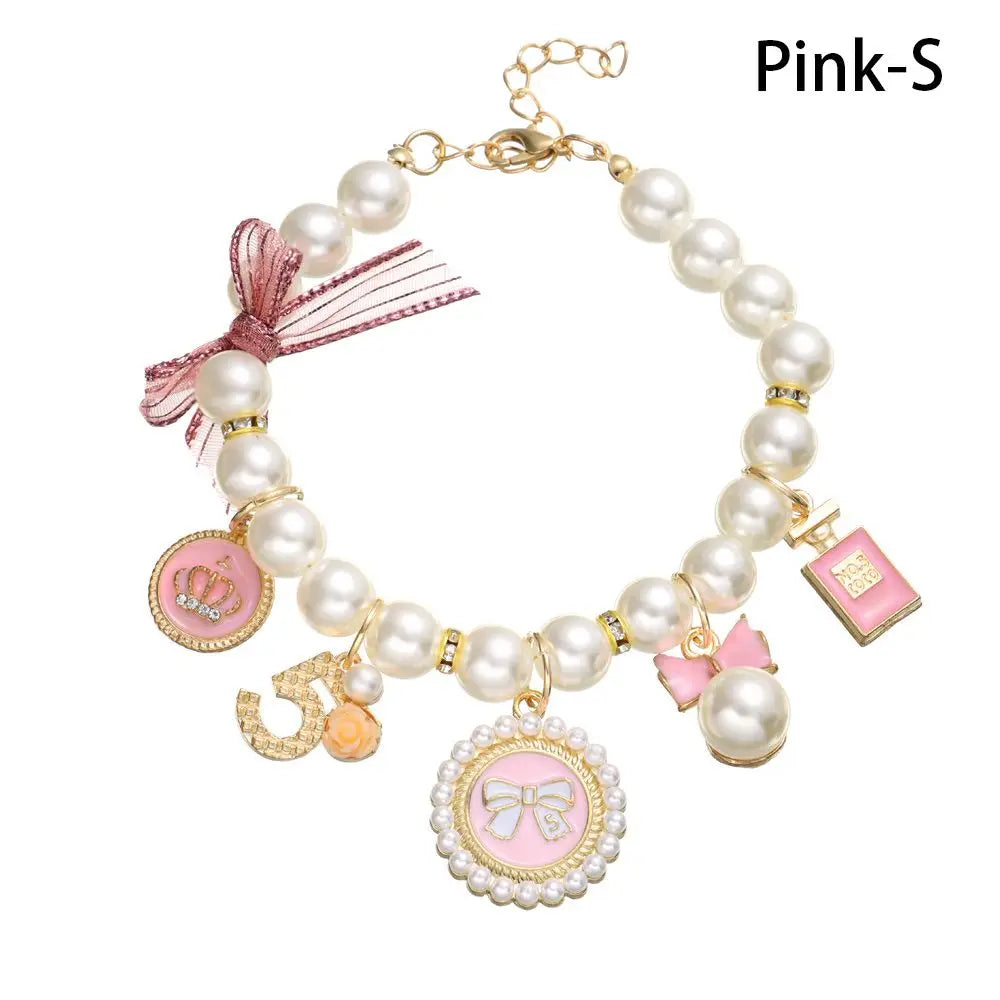 Produits pour animaux de compagnie bijoux pour chat collier mignon chien chat princesse arc collier collier de perles pour animaux de compagnie réglable