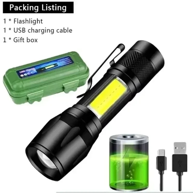 Lampe de poche Super lumineuse 100000LM, torche LED Rechargeable de Type C, lampe tactique longue portée pour l'extérieur, lanterne de Camping étanche