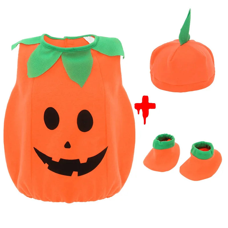 Combinaison citrouille d'Halloween pour bébés et jeunes enfants (garçons et filles) – Modèle sans manches pour tout-petits