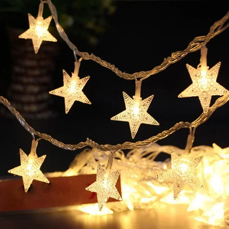 LED String Lights Star Garland Lamps Ampoule Fées Lumières de chaîne Fête Maison Jardin de mariage Halloween Décor de Noël