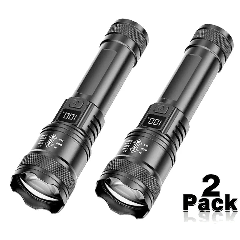 Lampe de poche Super lumineuse 100000LM, torche LED Rechargeable de Type C, lampe tactique longue portée pour l'extérieur, lanterne de Camping étanche