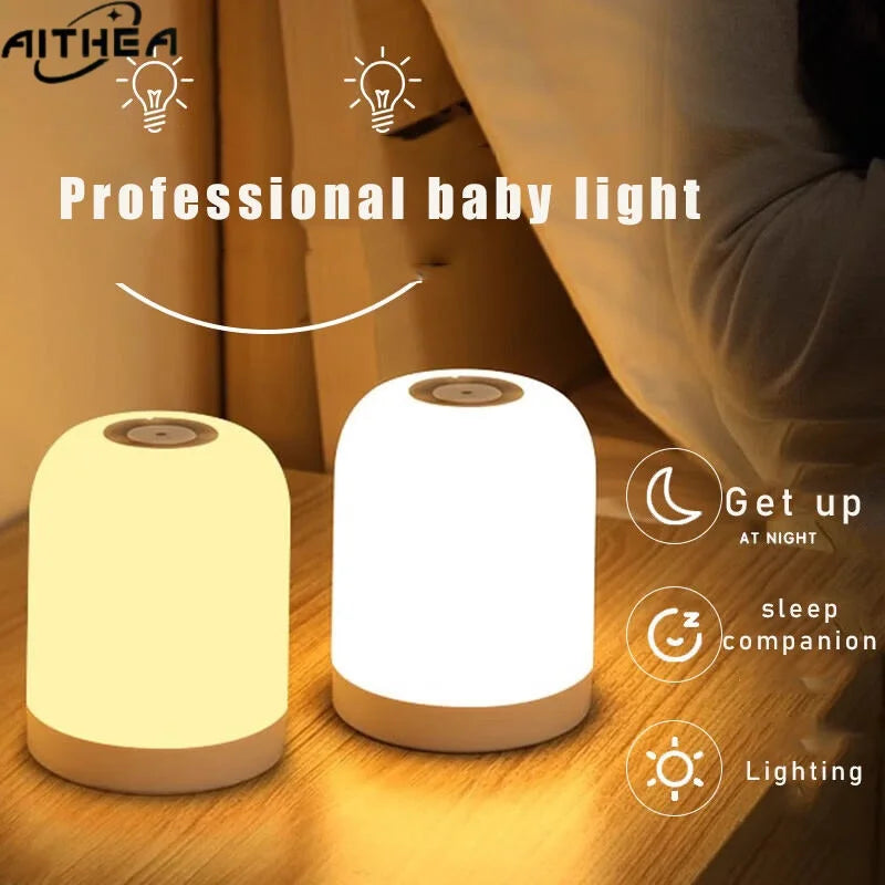 Lampe de chevet LED rechargeable AITHEA à capteur tactile, 3 couleurs réglables, portable, pour chambre à coucher, salle de lecture, décoration