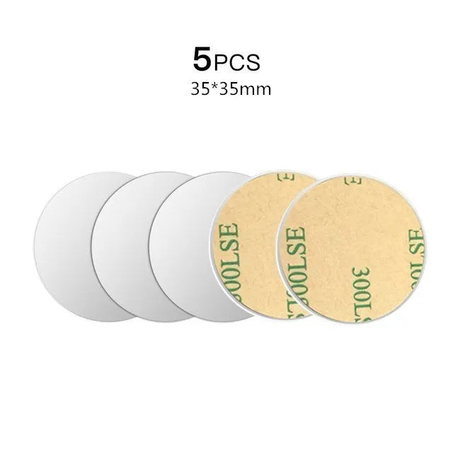 Lot de 5 plaques métalliques pour support magnétique de téléphone (formes rondes et carrées) – compatibles smartphones et tablettes (voiture ou bureau)