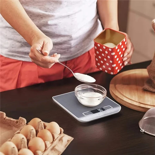 Balance de cuisine numérique avec écran LED 5kg/1g en acier inoxydable, pesée électronique pour aliments, bijoux, collations, pâtisserie, outils ménagers